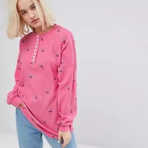 Lazy Oaf Floral Waffle Long Sleeve